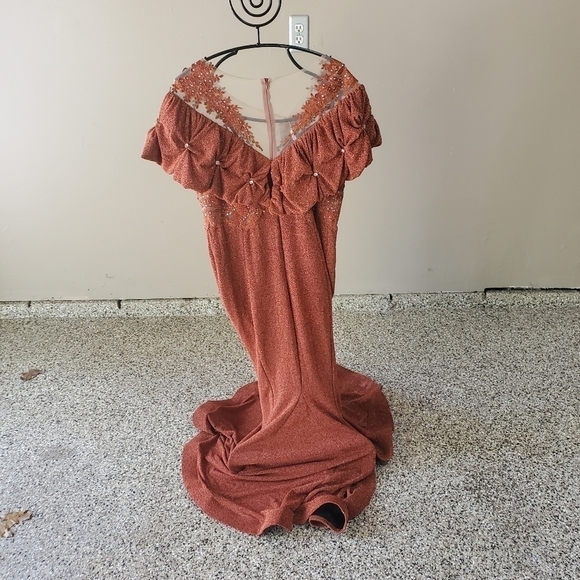 Bee Queen by Reseda Maxi Event Embellished Fall Orange Sz 12/XL/44 Dress Costume - Picture 3 of 9